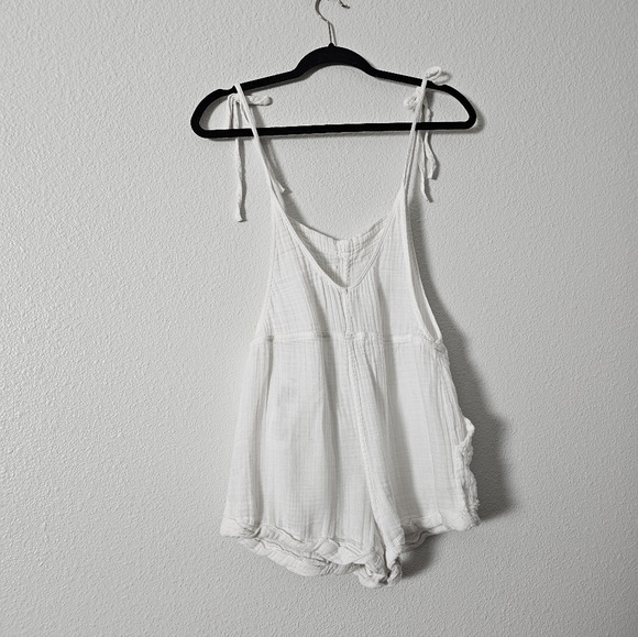 White Gauze Tie-Strap Romper Sz S - Picture 3 of 8